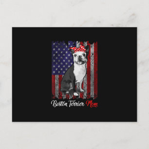 Carte Postale Funny Boston Terrier Mom American Flag Tee T-Shirt