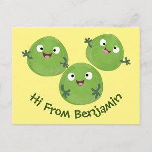 Carte Postale Funny Brussels sprouts légumes caricature