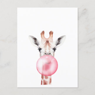 Carte Postale Funny Bubblegum Giraffe
