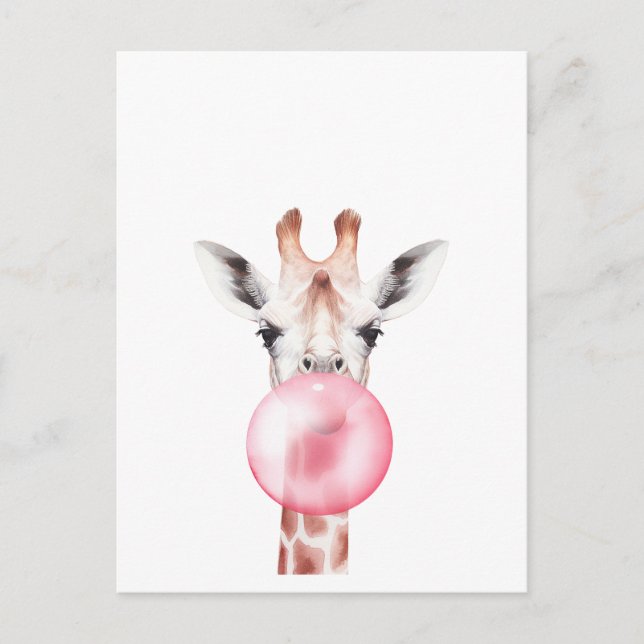 Carte Postale Funny Bubblegum Giraffe (Devant)