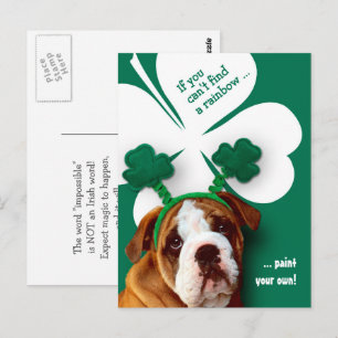 Carte Postale Funny Bulldog St. Patrick's Day Custom