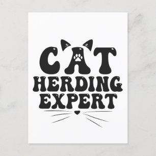 Carte Postale Funny Cat Herding Expert humoristique Animal Amour