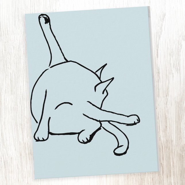 Carte Postale Funny Cat Humor (Fun cat humor line drawing postcard)