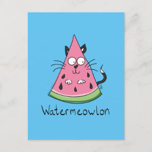 Carte Postale Funny Chat Watermelon mignon Kids
