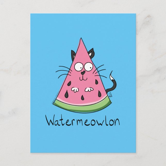 Carte Postale Funny Chat Watermelon mignon Kids (Devant)