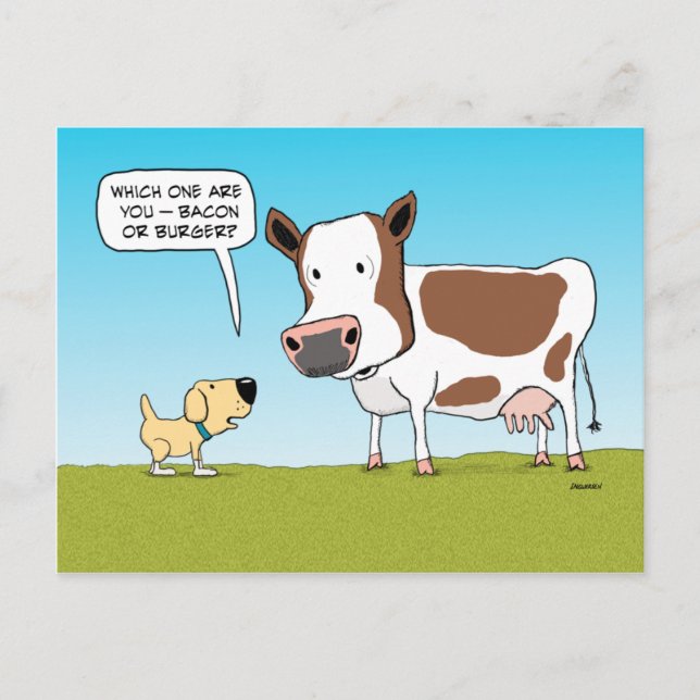 Carte postale Funny Chien et Vache (Devant)
