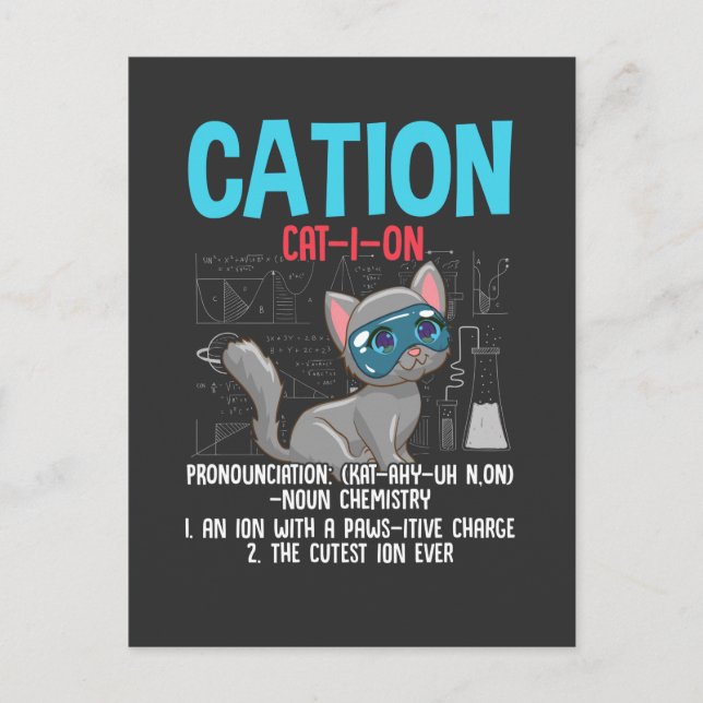 Carte Postale Funny Chimie Scientifique Cation Élément Amoureux  (Devant)