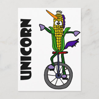 Carte Postale Funny Corn oreille équitation Unicycle UNICORN Des