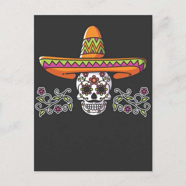 Carte Postale Funny Crâne mexicain Sombrero Cinco de Mayo (Devant)