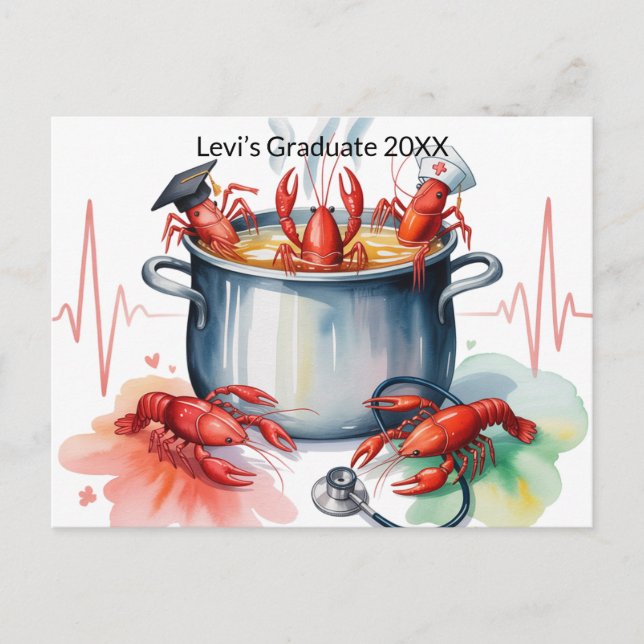 Carte Postale Funny Crawfish Nurse Graduation Postcard (Devant)