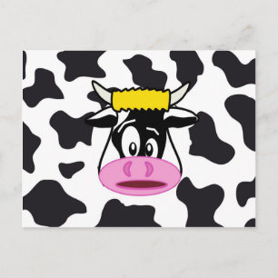 Carte Postale Funny Crazy Cow Bull sur Dairy Cow Imprimer Motif