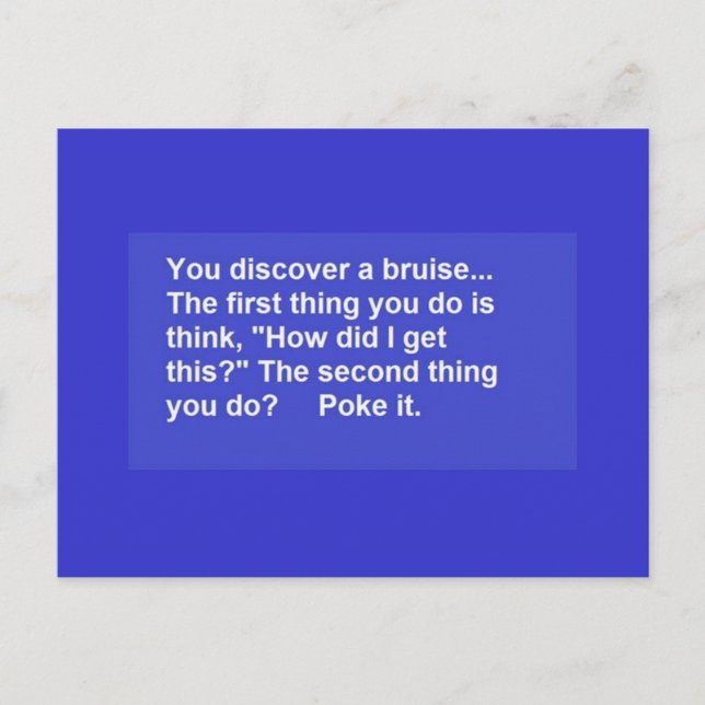 CARTE POSTALE FUNNY DIT QUE BRUISE POKES RIRE COMMENTAIRES (Devant)