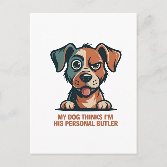 Carte Postale Funny Dog Butler Quote Illustration (Devant)