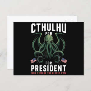 Carte Postale Funny Elections 2024 Cthulhu pour le président