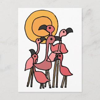 Carte Postale Funny Flamant rose rose