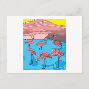Carte Postale Funny Flamants roses colorés Nature libre