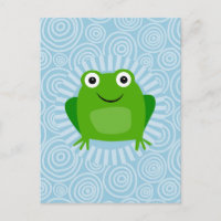 Funny Frog - Grenouille Mignonne Sur Fond Bleu