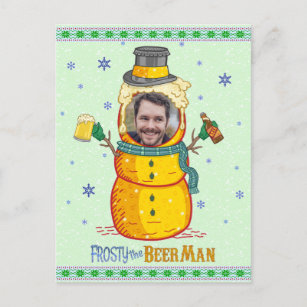 Carte Postale Funny Frosty Beer Man Humour Photo personnalisée N