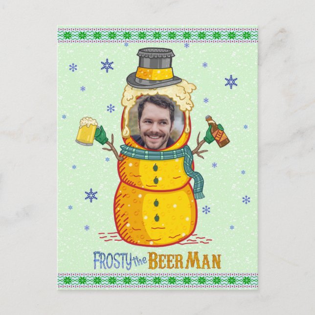 Carte Postale Funny Frosty Beer Man Humour Photo personnalisée N (Devant)