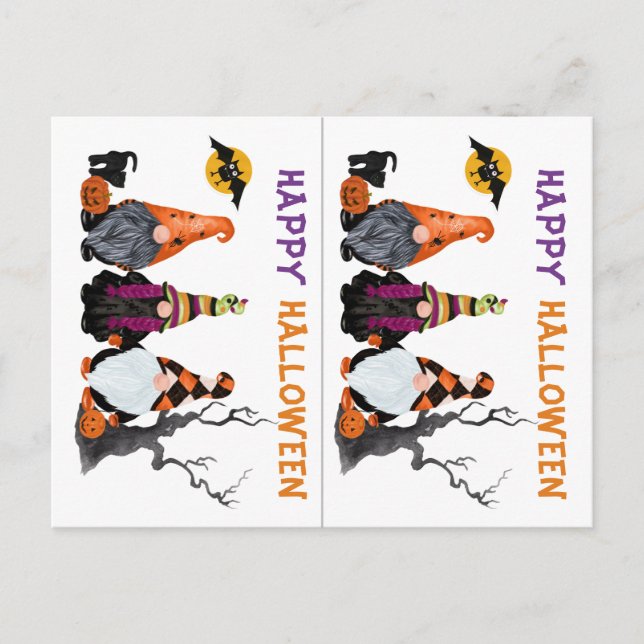 Carte Postale Funny Gnomes School Party Halloween Card (Devant)