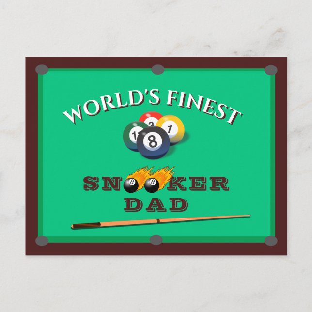 Carte Postale Funny Green Pool Table Snooker Papa Fête des pères (Devant)
