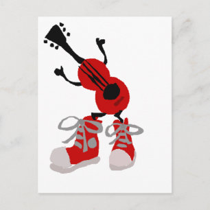 Carte Postale Funny Guitare rouge en design Basket rouge