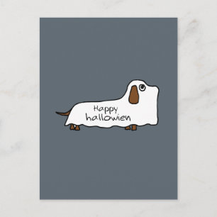 Carte Postale Funny Happy hallowiener wiener chien fantôme hallo