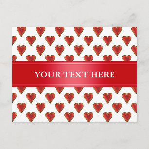 Carte Postale Funny Heart Pattern gold red + your backgr. &