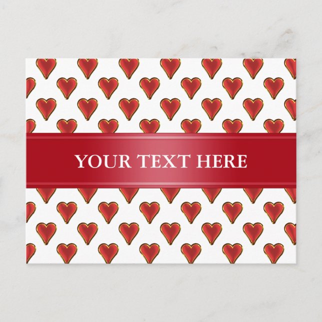 Carte Postale Funny Heart Pattern gold red + your backgr. & (Devant)