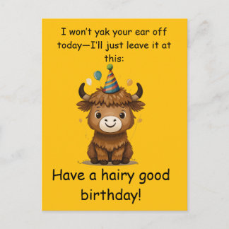 Carte Postale Funny Highland Yak: Hairy Good Birthday Puns