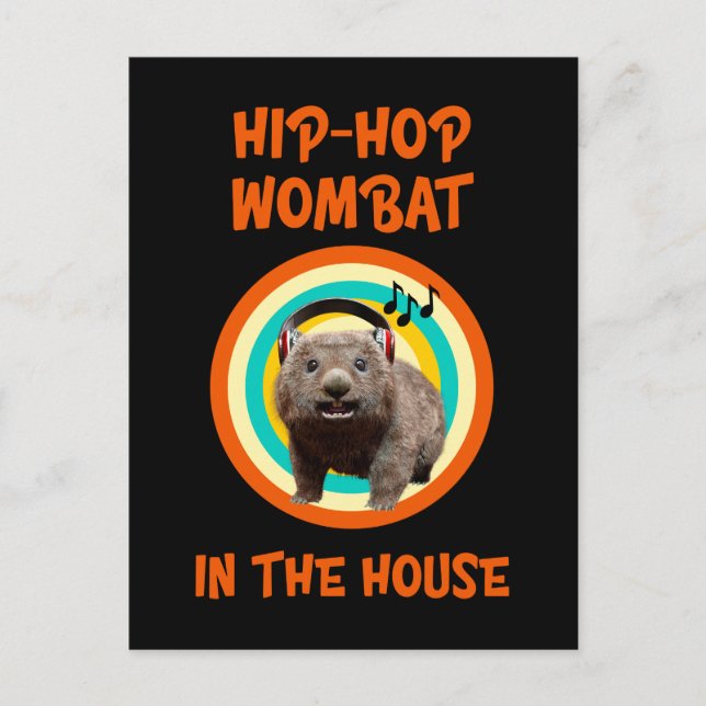 Carte Postale Funny Hip-hop Wombat à la Maison (Devant)