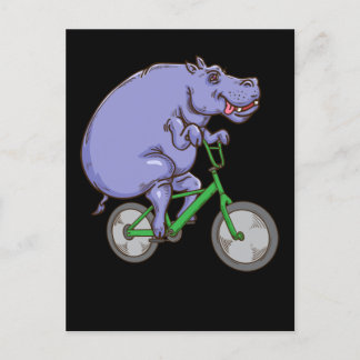 Carte Postale Funny Hippo équitation vélo Hippopotamus enfants H