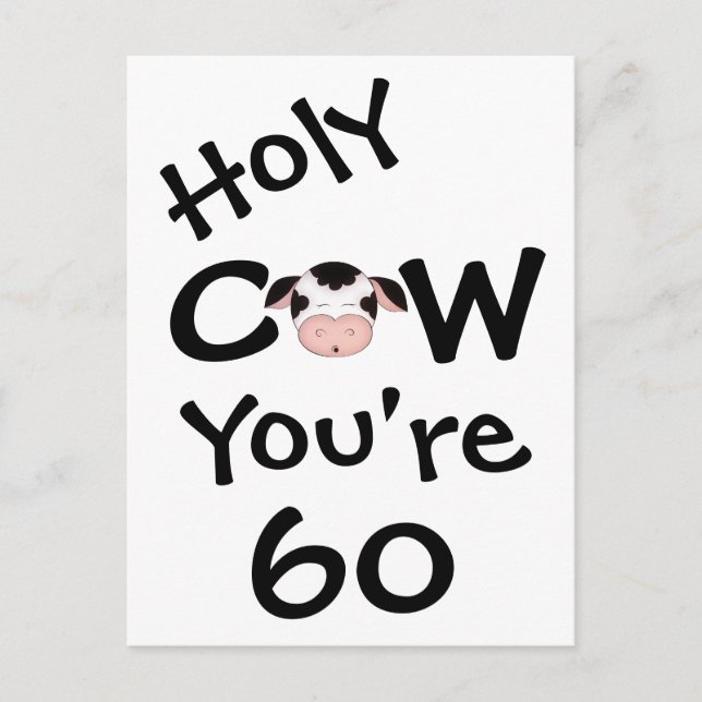 Carte Postale Funny Holy Cow Vous avez 60 Anniversaire Humoristi (Devant)
