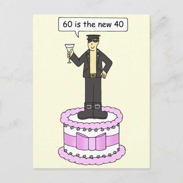 Carte Postale Funny Homme 60e anniversaire 60 est le Nouveau 40 (Devant)