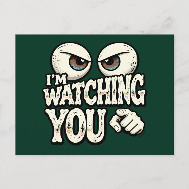 Carte Postale Funny "I'M WATCHING YOU" Retro Eyes Greeting Card  (Devant)