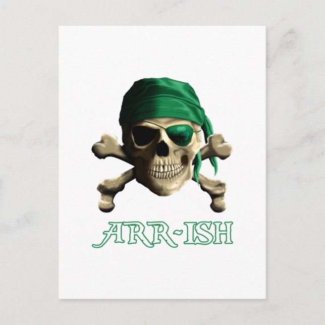 Carte Postale Funny Irlandais Jolly roger Pirate Crâne ARR ISH (Devant)