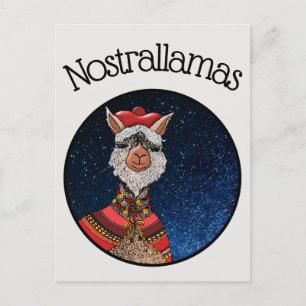 Carte Postale Funny Kawaii Nostradamus Llama Pun Halloween