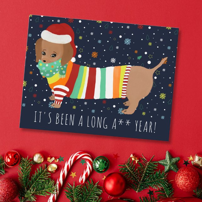 Carte Postale Funny Kawaii Sausage Dog Christmas 2022 Holiday (Créateur téléchargé)