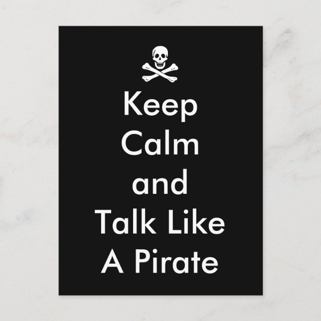 Carte Postale Funny Keep Calm and Talk Like a Pirate (Devant)