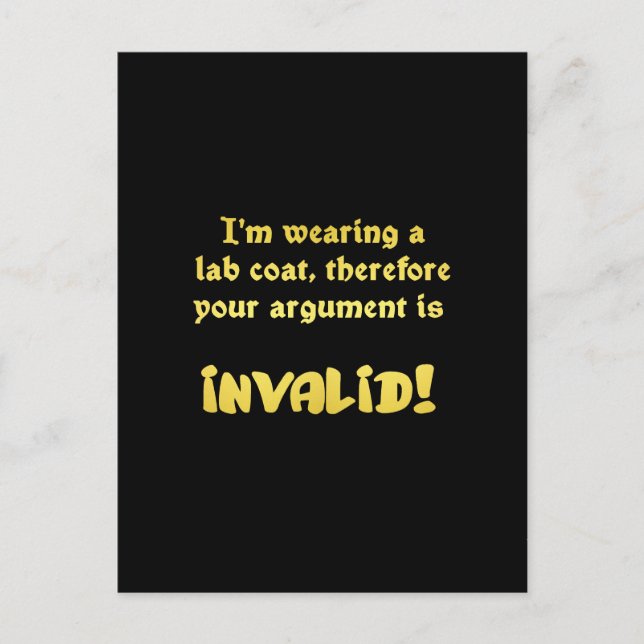 Carte Postale Funny Lab Coat Logic: The Ultimate Argument Ender (Devant)