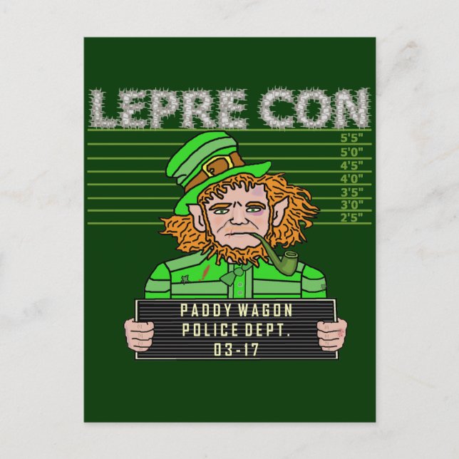Carte Postale Funny Leprechaun Leprecon Mugshot (Devant)