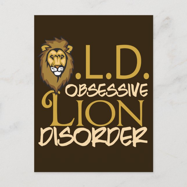 Carte Postale Funny Lion Gold sur Brown (Devant)