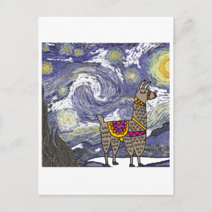 Carte Postale Funny Llama Starry Night Art