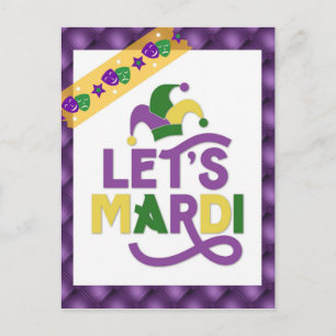 Carte Postale Funny Mardi Gras Purple Gold