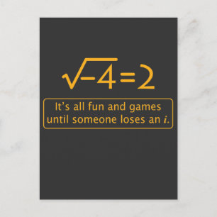 Carte Postale Funny Math Joke - nombre imaginaire manquant