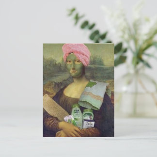 Carte Postale Funny Mona Lisa faire soin de la peau Leonardo da