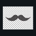 Carte Postale Funny Mustache Drawing And Black Polka Dots<br><div class="desc">A Funny mustache drawing and vintage cute black polka dots pattern.  A cool retro design with a geek 80s funny black mustache and cute  vintage black polka dots on white background. The perfect humor gift idea for him or her on any occasion.</div>