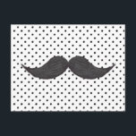 Carte Postale Funny Mustache Drawing And Black Polka Dots<br><div class="desc">A Funny mustache drawing and vintage cute black polka dots pattern.  A cool retro design with a geek 80s funny black mustache and cute  vintage black polka dots on white background. The perfect humor gift idea for him or her on any occasion.</div>