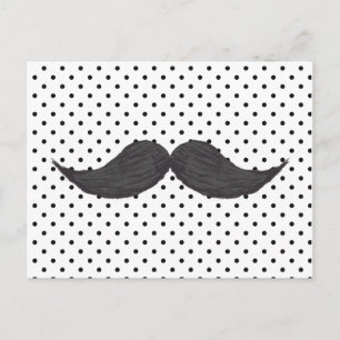 Carte Postale Funny Mustache Drawing And Black Polka Dots
