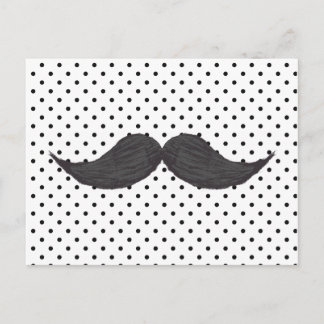 Carte Postale Funny Mustache Drawing And Black Polka Dots